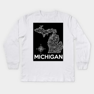 Michigan Map Kids Long Sleeve T-Shirt